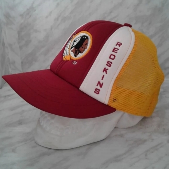 Washington Redskins AJD krystal NFL Vintage 80's Mesh Trucker Snapback Cap Hat - Picture 2 of 5
